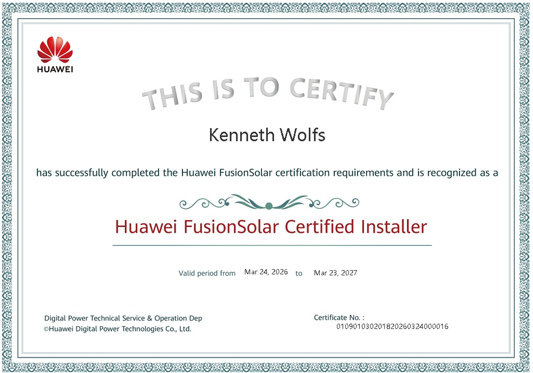 Huawei FusionSolar Certified Installer
